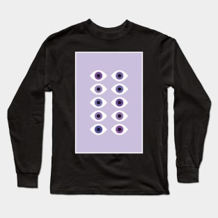 Evil Eye Abstract Retro Purple Gradient Minimalist Modern Art Long Sleeve T-Shirt